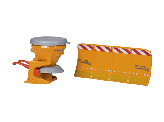 Saleuse avec plaque de déneigement