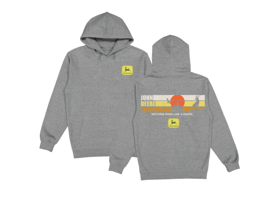 Felpa John Deere grigia con cappuccio