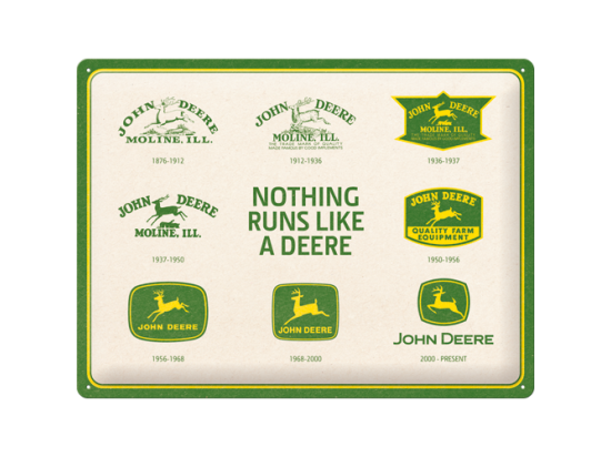 Geprägtes Zinnschild „John Deere Logo Evolution“